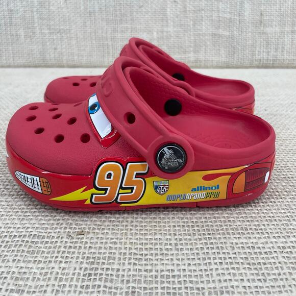 SOLD**Crocs Lightning McQueen CARS LIGHT UP *WORKS* Clogs, Disney Pixar, Size C8 - Picture 6 of 11